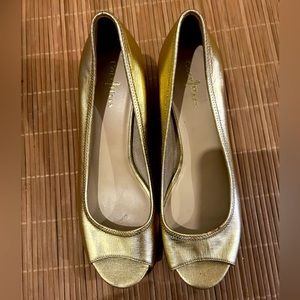 Cole Haan 7.5B Gold ballerina Wedges